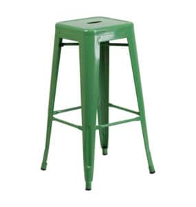 green metal bar stool
