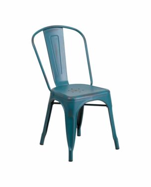 Chairs: Metal Frame Chairs: Distressed Kelly Blue Metal Side Chair Chairs: Metal Frame Chairs: Distressed Kelly Blue Metal Side Chair