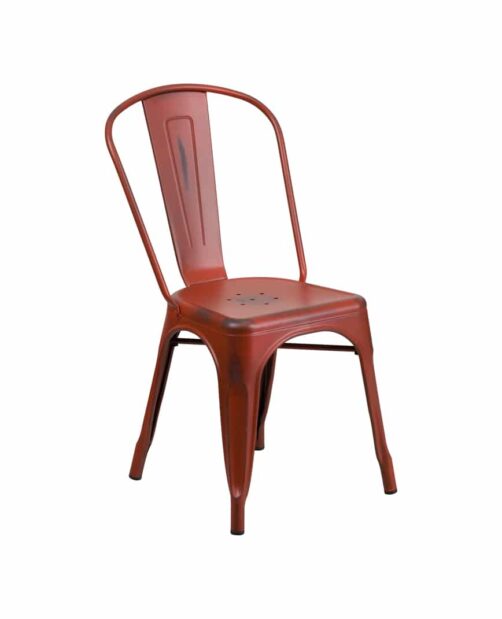 Chairs: Metal Frame Chairs: Distressed Red Metal Side Chair Chairs: Metal Frame Chairs: Distressed Red Metal Side Chair