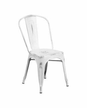 Chairs: Metal Frame Chairs: Distressed White Metal Side Chair Chairs: Metal Frame Chairs: Distressed White Metal Side Chair