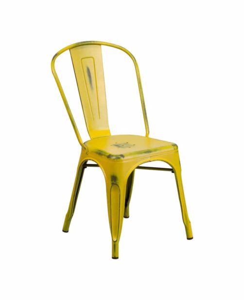 Chairs: Metal Frame Chairs: Distressed Yellow Metal Side Chair Chairs: Metal Frame Chairs: Distressed Yellow Metal Side Chair