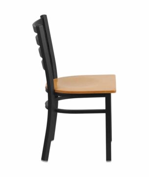 ladder back metal frame chair with natural seat