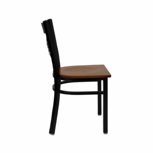 x-back metal frame chair with cherry seat