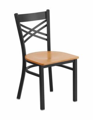 x-back metal frame chair with natural seat