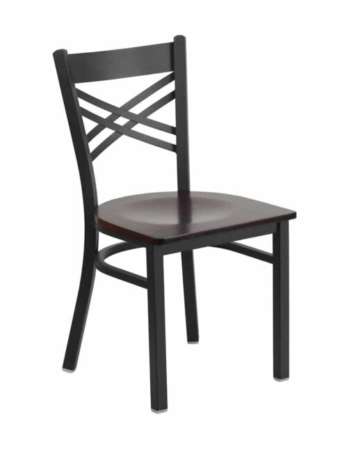 Chairs: Steel Frame Chairs: X-Back x-back metal frame chair with walnut seat