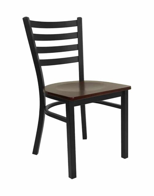 Chairs: Steel Frame Chairs: Ladder Back ladder back metal frame chair with mahogany seat