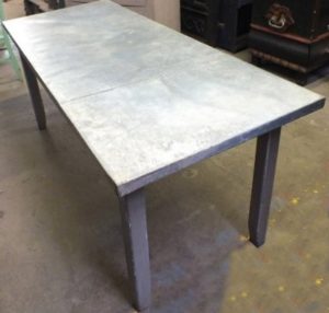 zinc table patina example