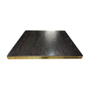 ebony plank table top with brass banding