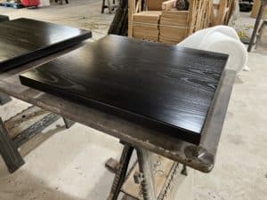 ash plank table top, ebony
