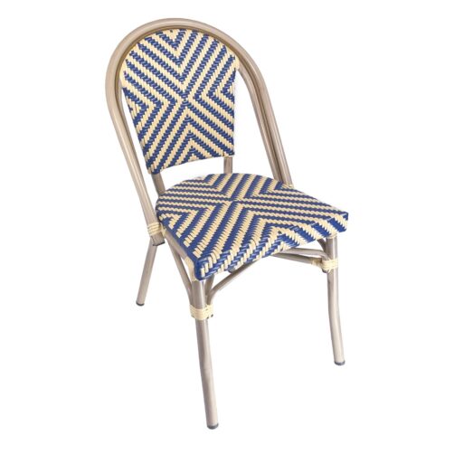 outdoor blue chevron bistro chair