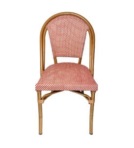 outdoor red and cream bistro chair