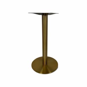 brass flat disk base at dining height