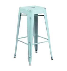 mint distressed metal bar stool