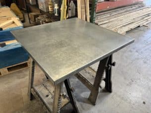 patina zinc table top - simple finish