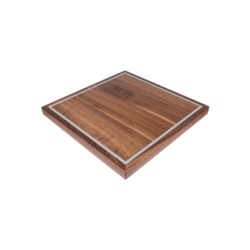 metal inlaid walnut table top, zinc